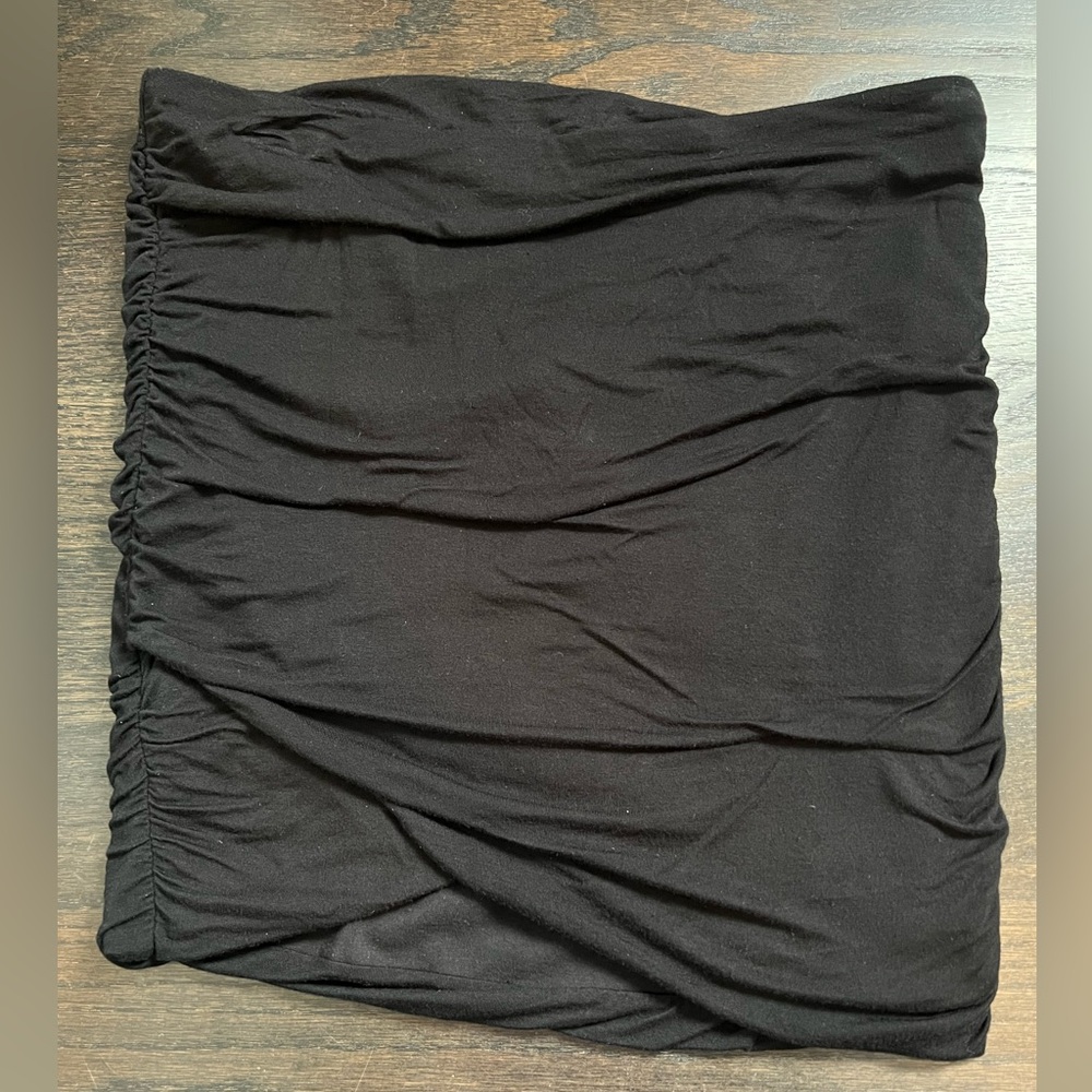 Free People Black Ruched Mini Skirt Sz L